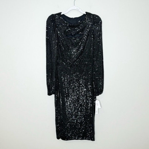 NWT AQUA BLOOMINGDALE'S Black Sequin Cut Out Cocktail Dress Size 4 - Picture 2 of 7